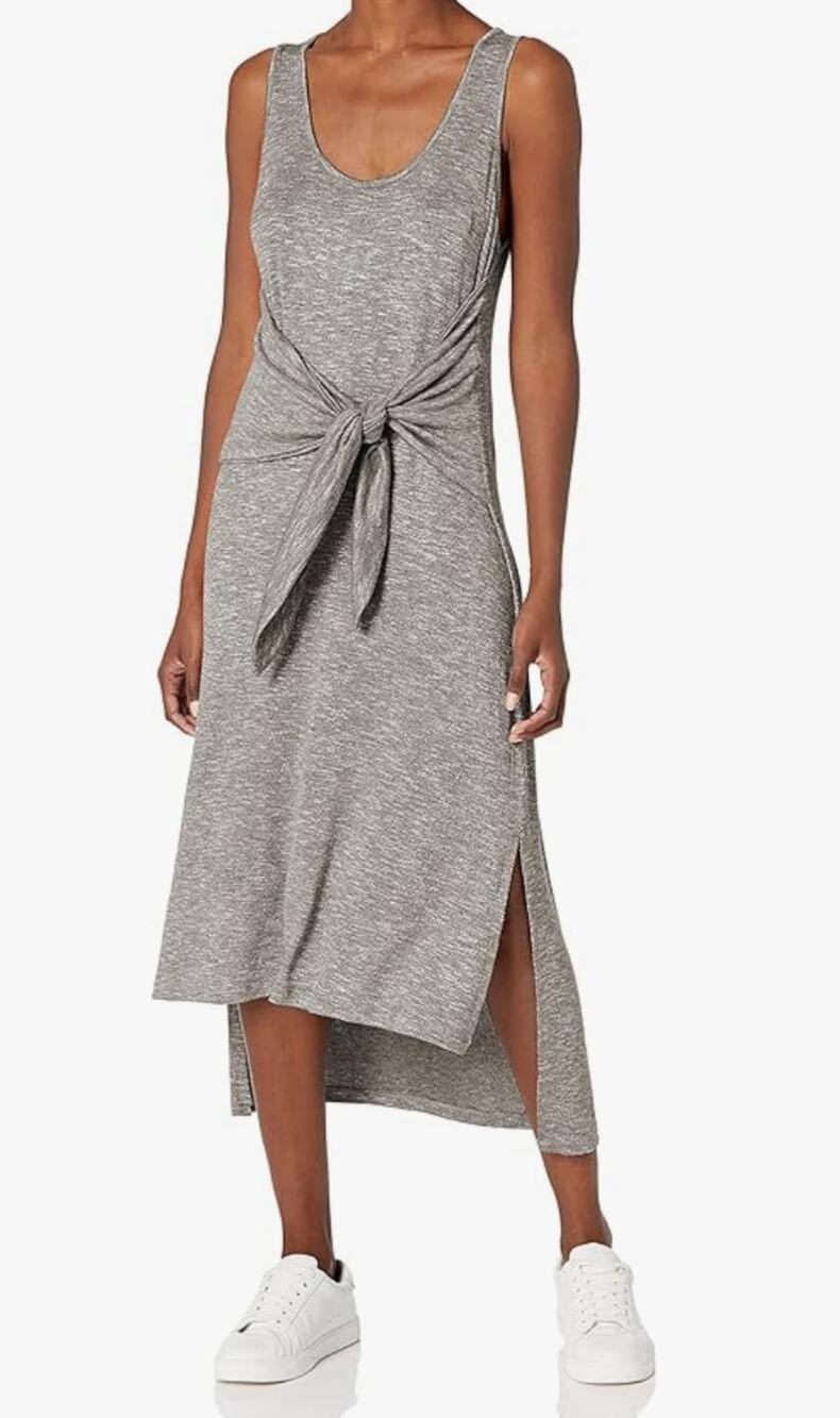 La Blanca Dress XL Gray Tie Waist Midi Beach Swim Cover Up Sleeveless Tank Flowy